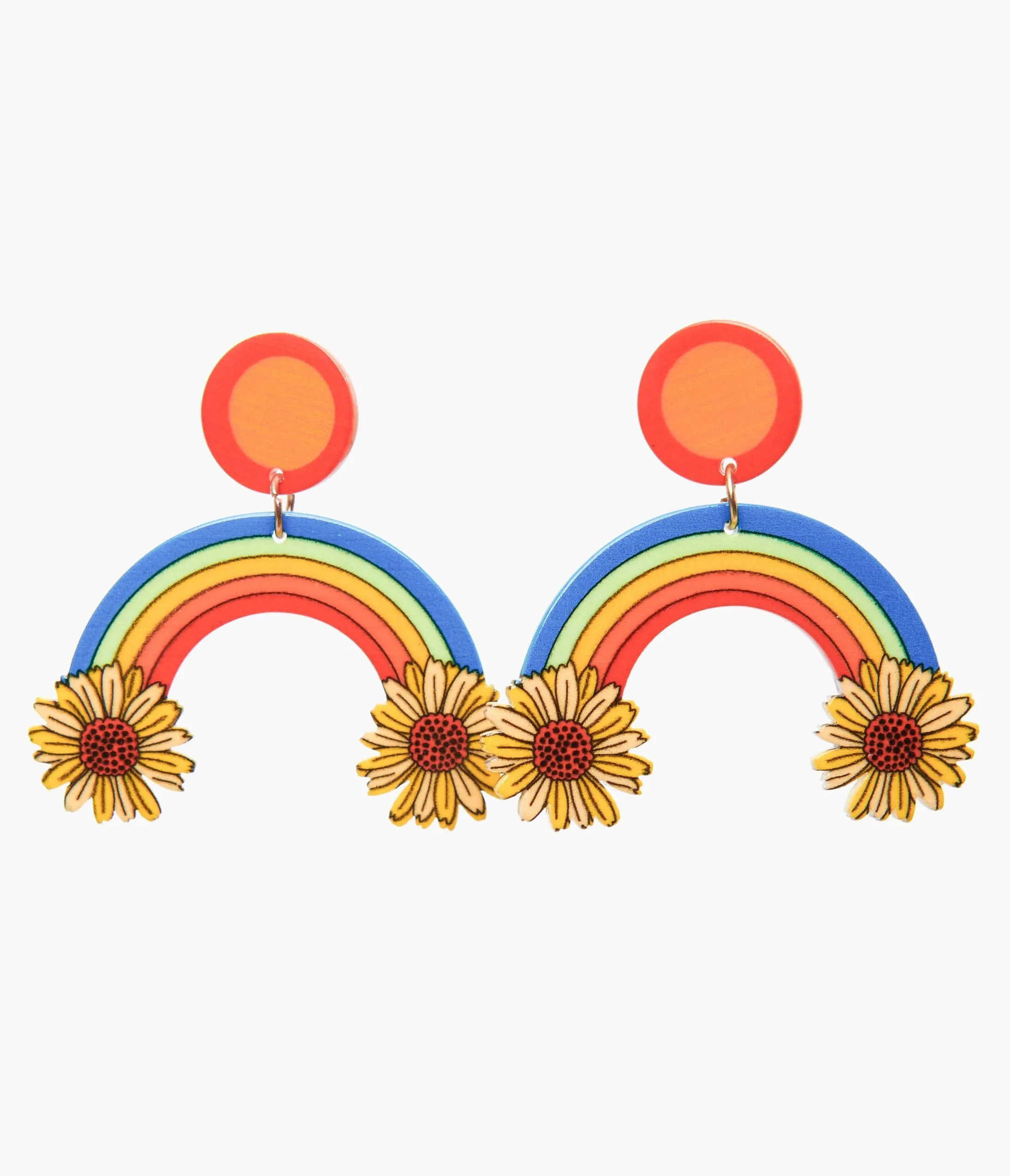 1970s Sunflower Rainbow Earrings