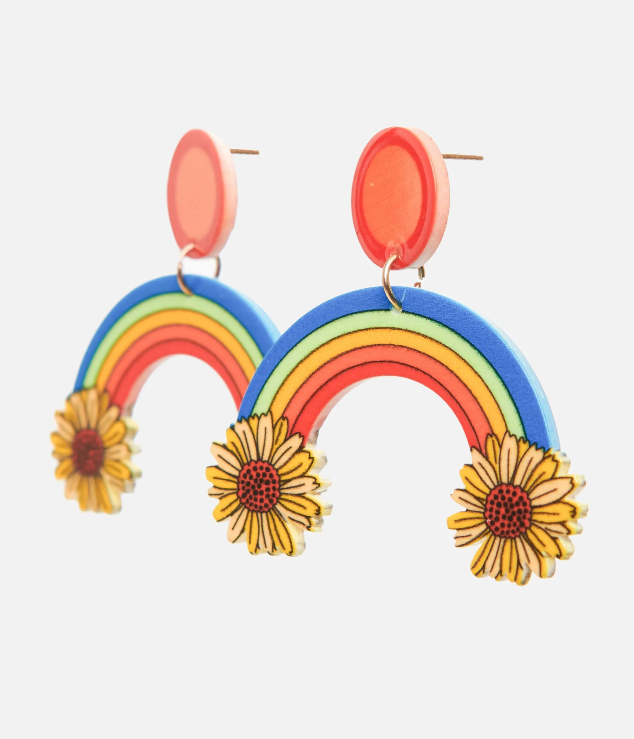 1970s Sunflower Rainbow Earrings