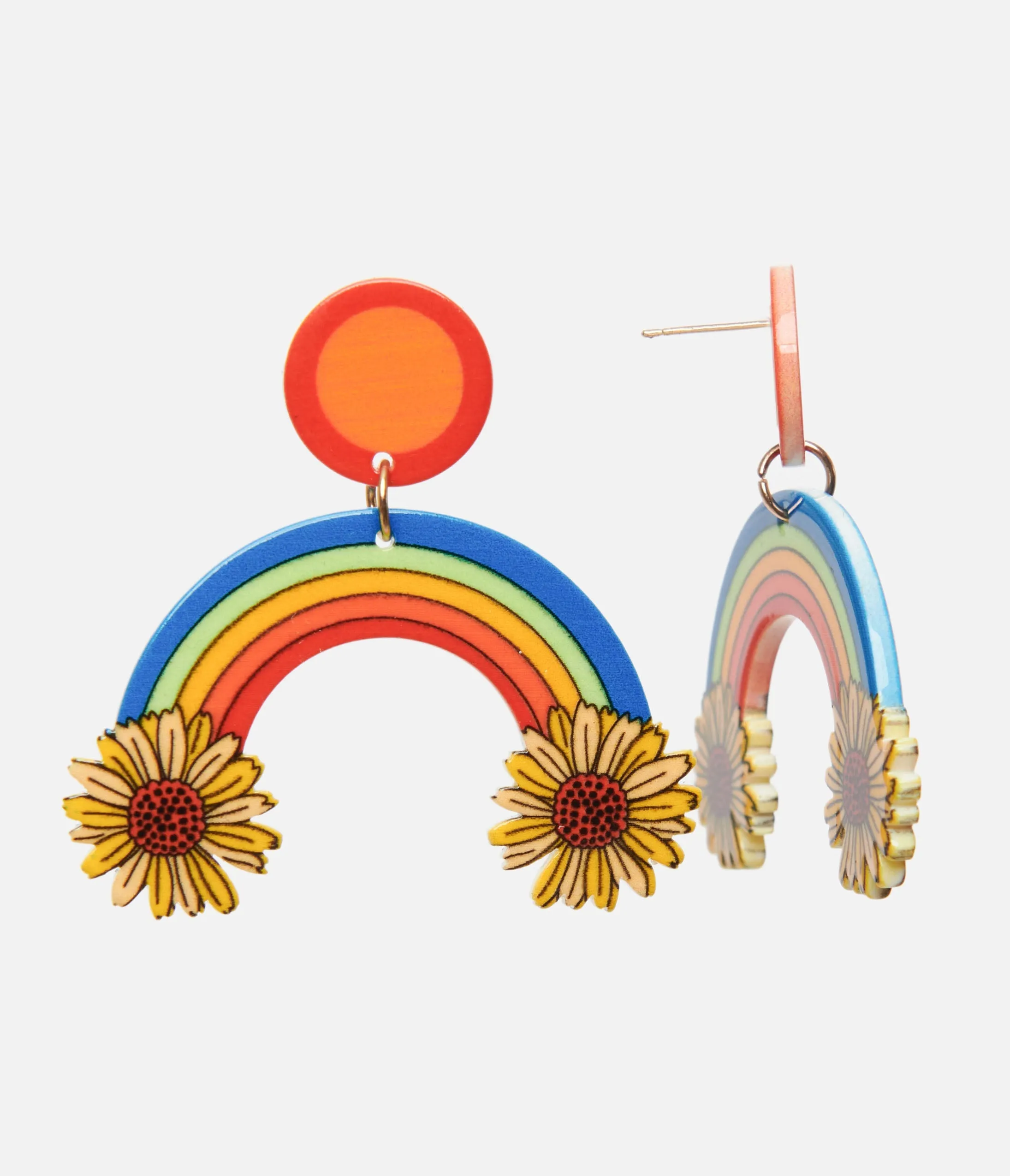 1970s Sunflower Rainbow Earrings