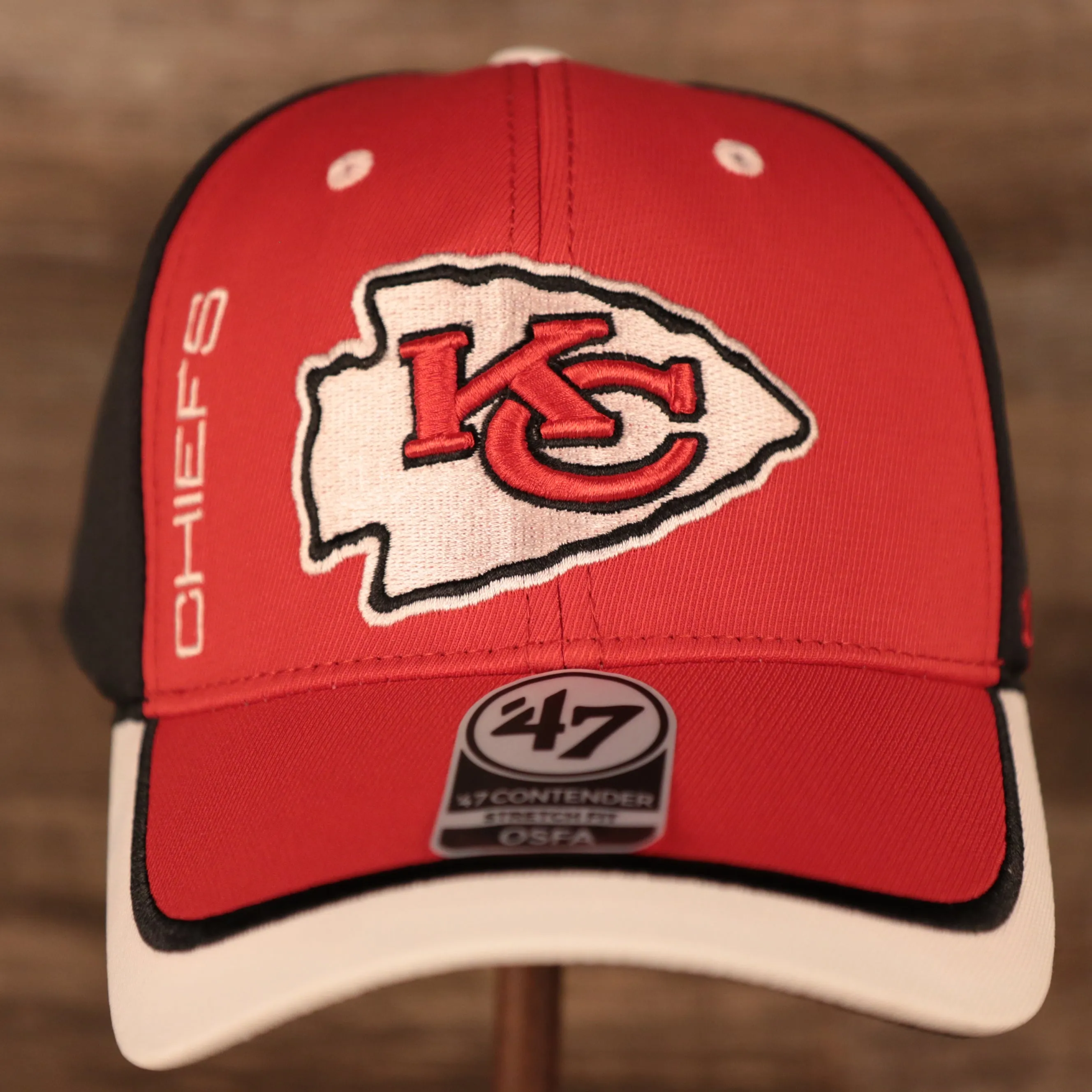 47 BRAND | KANSAS CITY  CHIEFS | STRETCH FIT | CHIEFS LETTERING FRONT | COTTON | FLEXFIT HAT | RED/BLACK/WHITE | OSFM