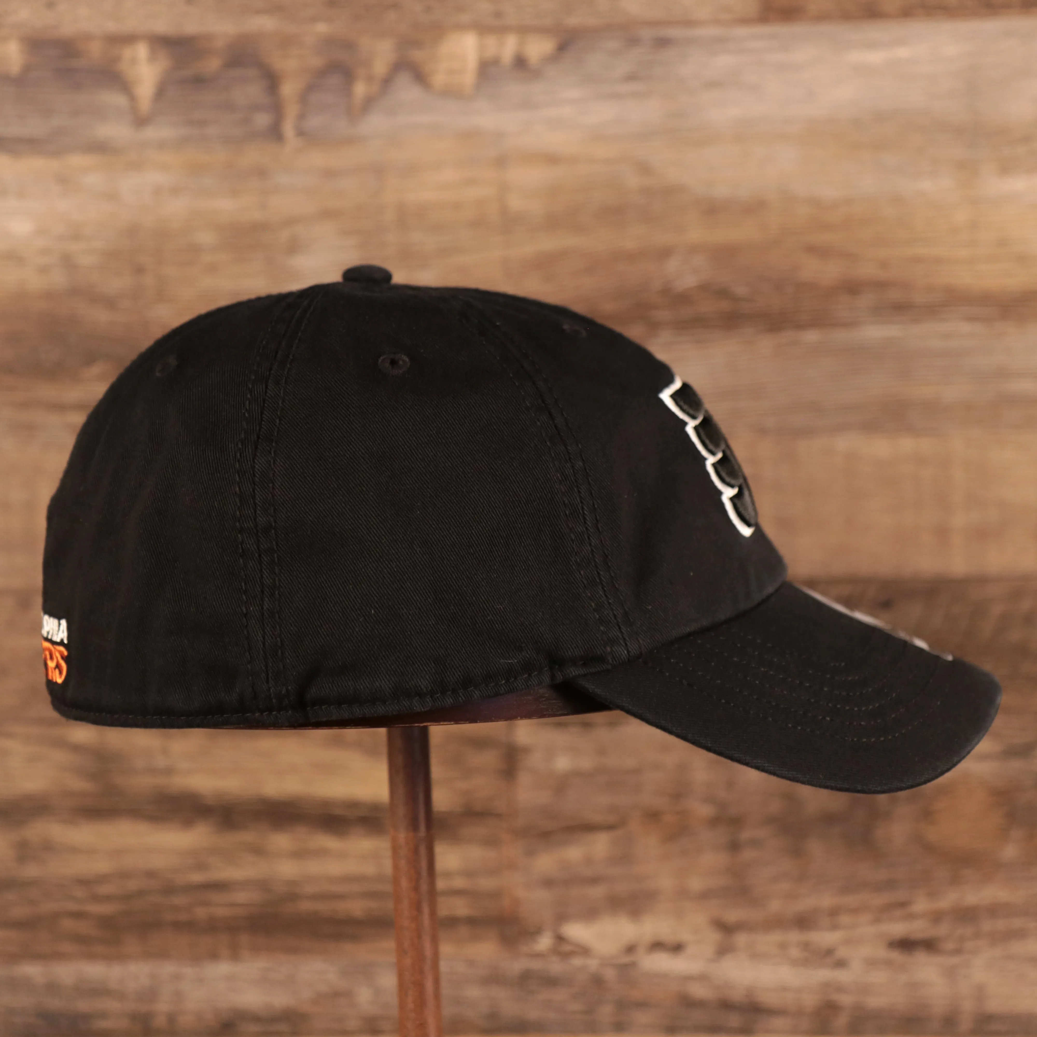 47 BRAND | PHILADELPHIA FLYERS | FLYERS LOGO FRONT | PHILADELPHIA FLYERS LETTERING BACK | FRANCHISE | FITTED HAT | BLACK |