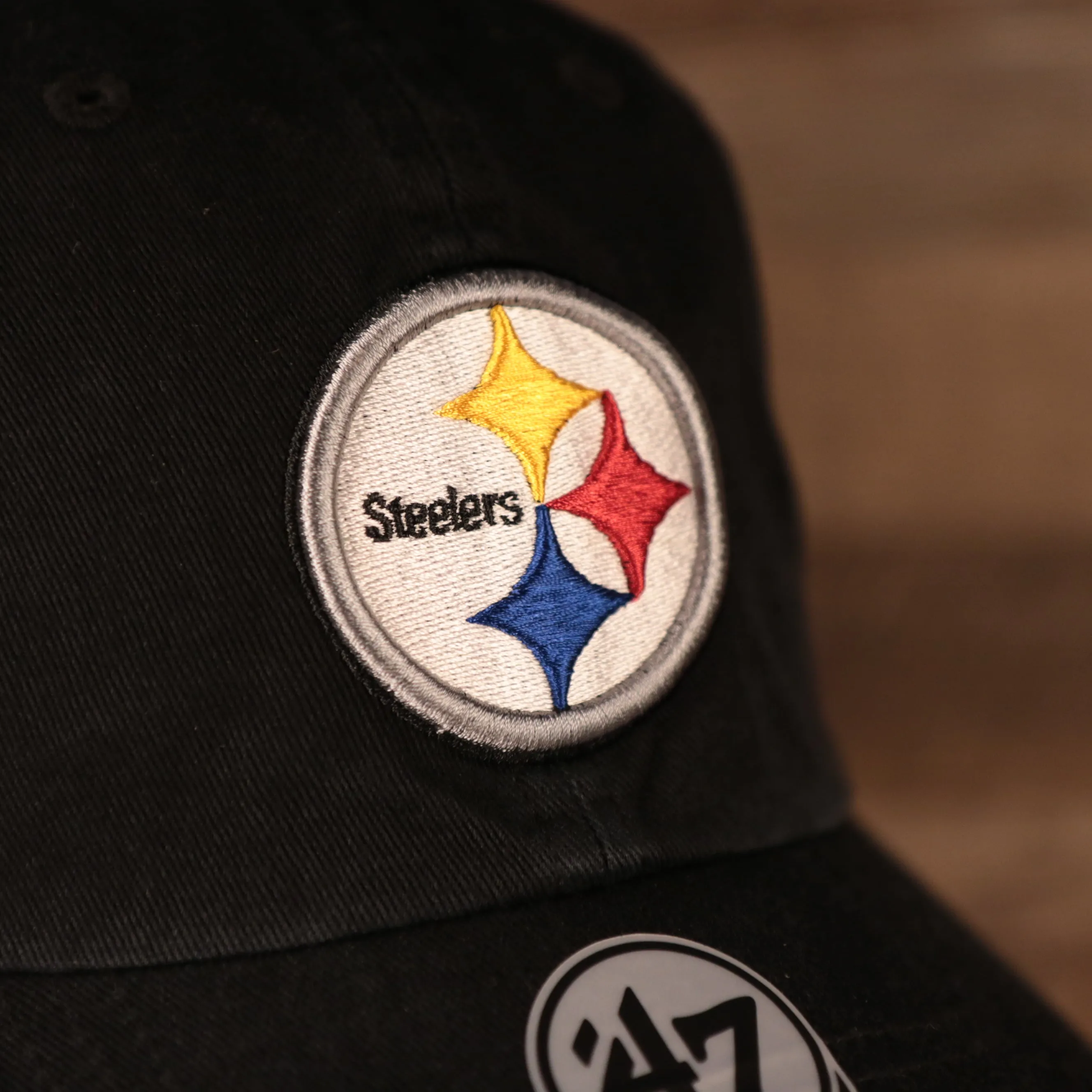 47 BRAND | PITTSBURGH STEELERS | STEELERS LOGO FRONT ADJUSTABLE | COTTON | DAD HAT | BLACK | OSFM