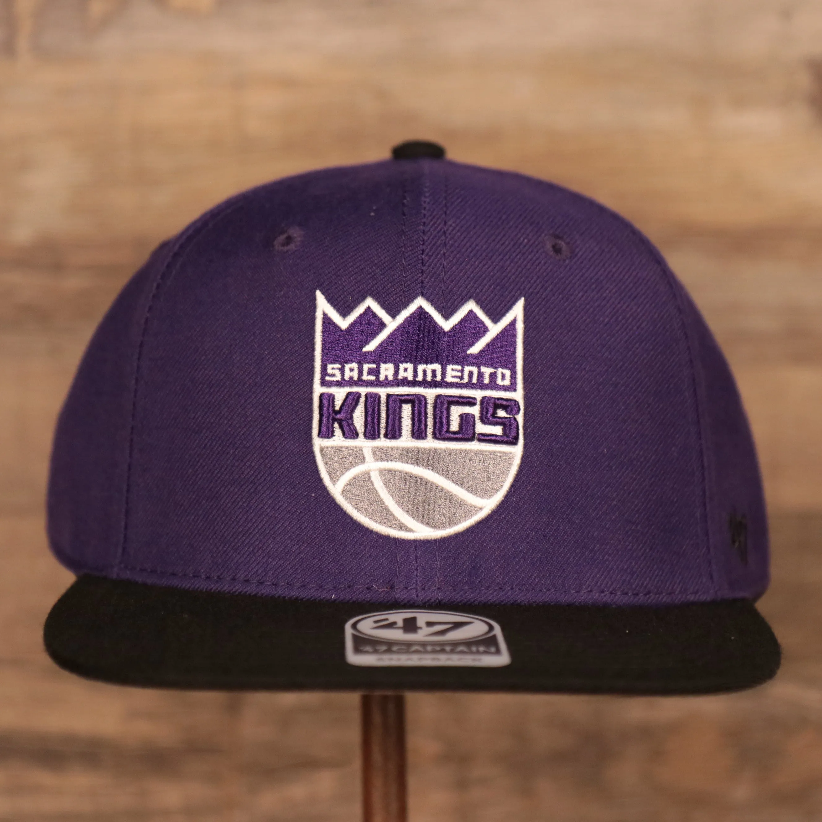 47 Brand Sacramento Kings Captain No Shot Two Tone Snapback Hat Purple Black OSFM