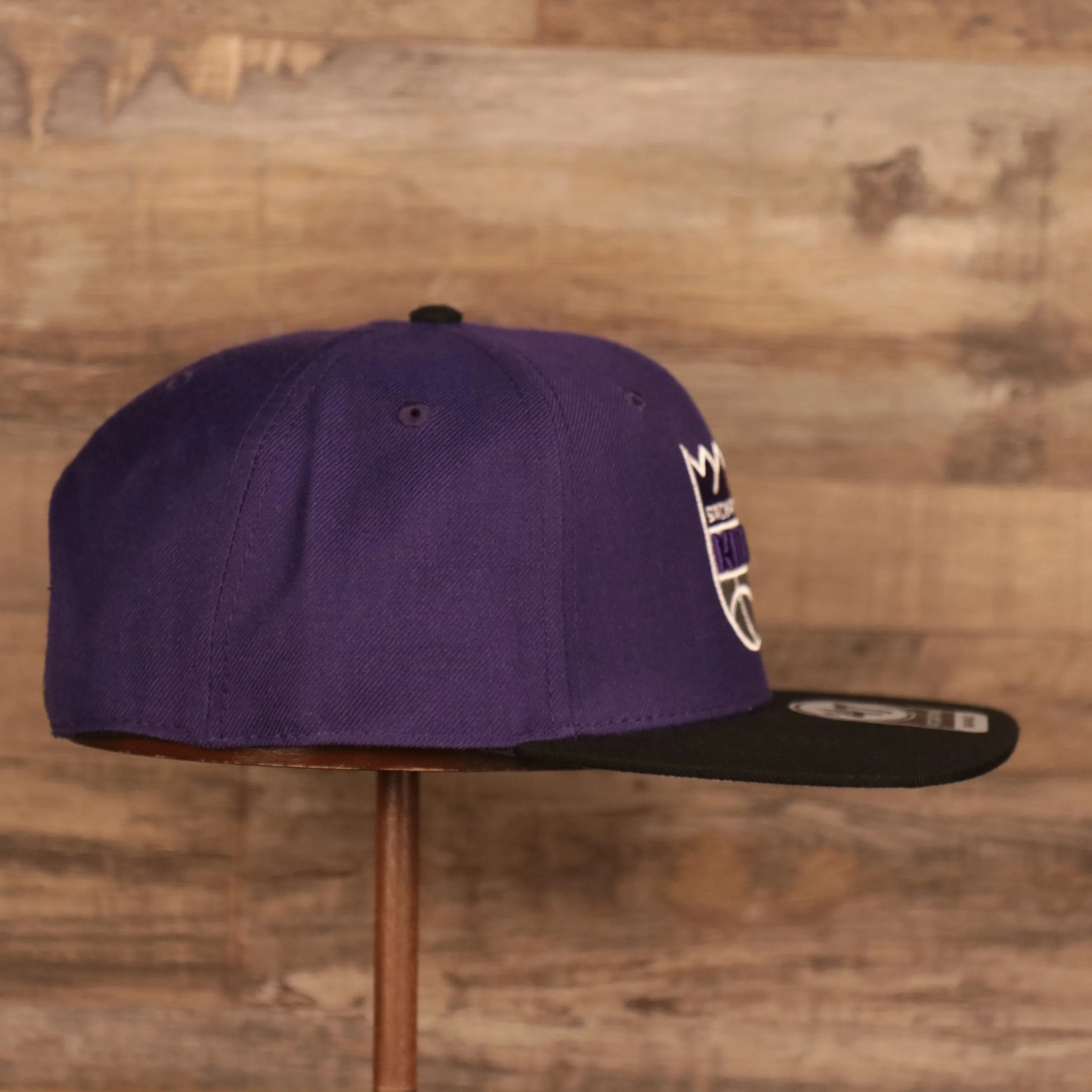 47 Brand Sacramento Kings Captain No Shot Two Tone Snapback Hat Purple Black OSFM