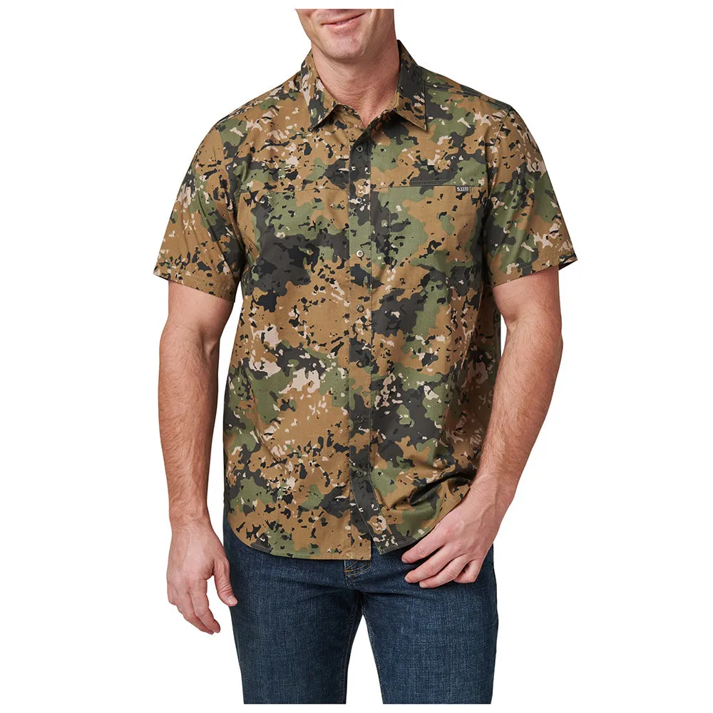 71231-1095 shirt Wyatt print short sleeve sage green canyon grey heather brand 5.11 Tactical