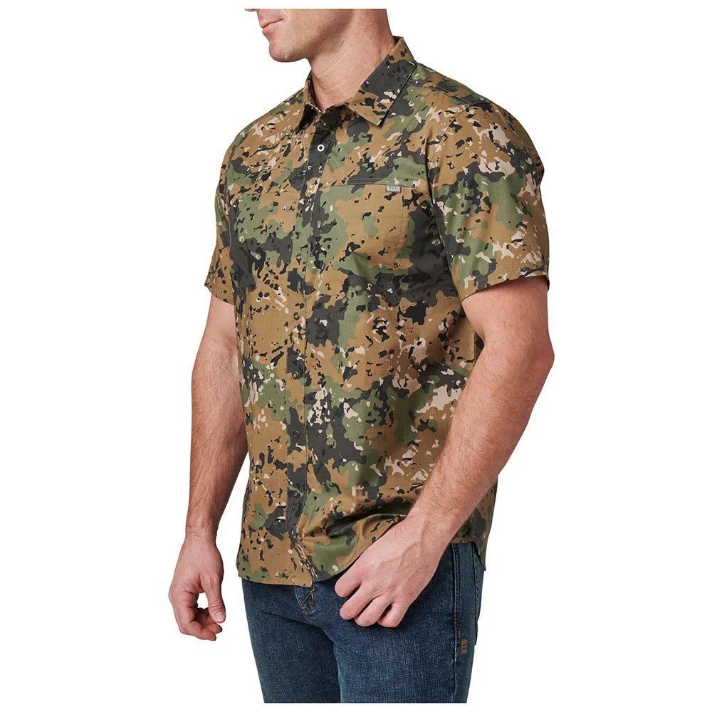 71231-1095 shirt Wyatt print short sleeve sage green canyon grey heather brand 5.11 Tactical