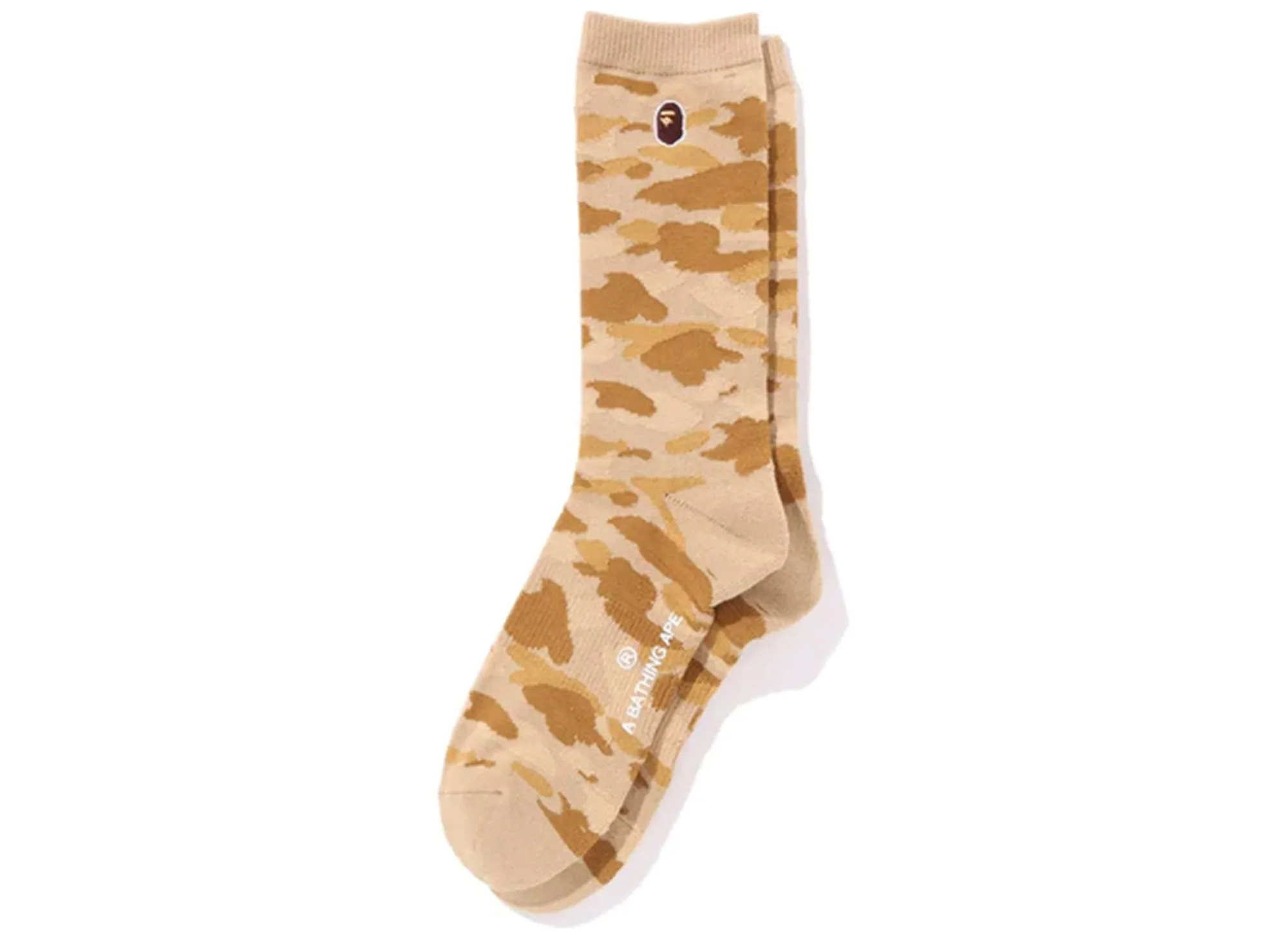 A Bathing Ape Yellow Color Camo Ape Head Socks (Extra Large)