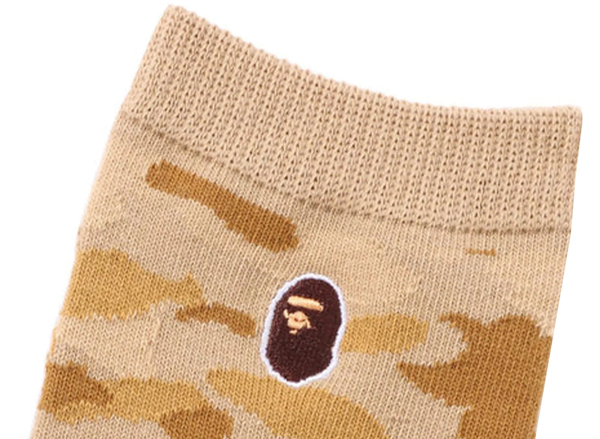 A Bathing Ape Yellow Color Camo Ape Head Socks (Extra Large)