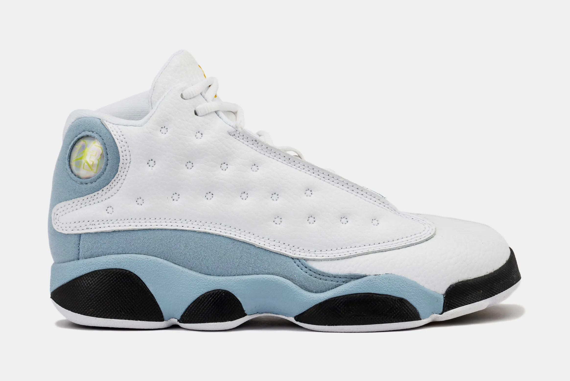 Air Jordan 13 Retro Blue Grey Kids Shoes - White/Yellow Ochre/Blue Grey/Black