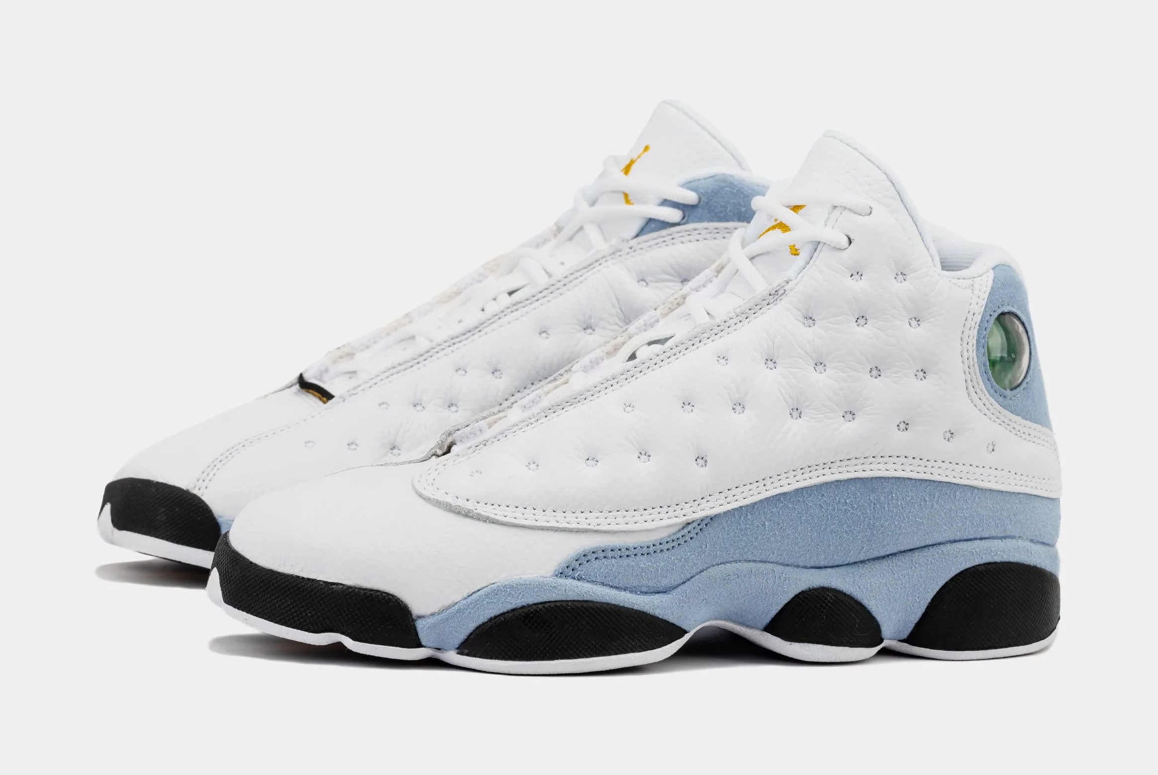 Air Jordan 13 Retro Blue Grey Shoes for Kids: White/Yellow Ochre-Blue Grey-Black