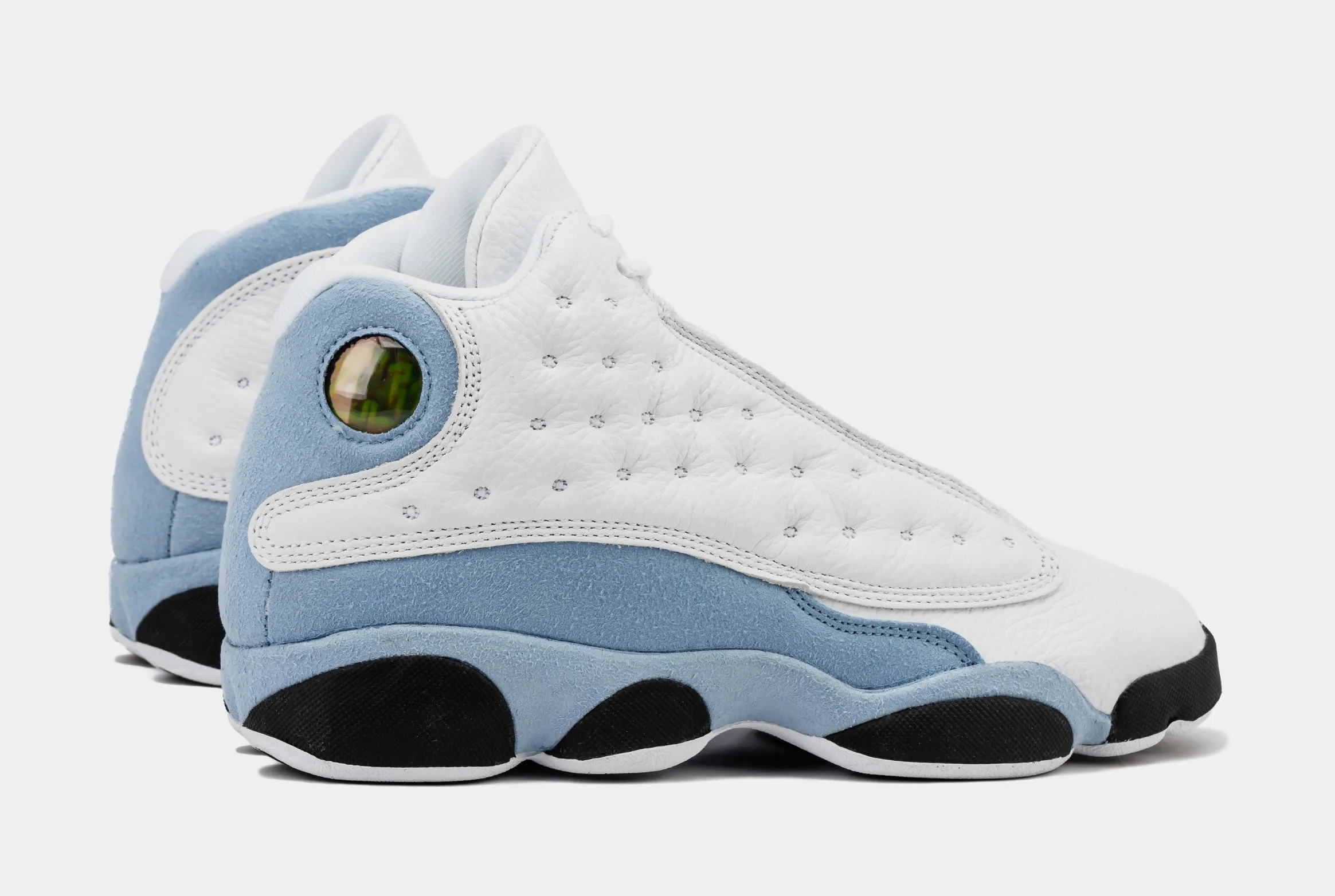 Air Jordan 13 Retro Blue Grey Shoes for Kids: White/Yellow Ochre-Blue Grey-Black