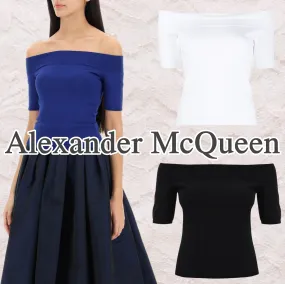 Alexander McQueen | Elegant Style V-neck & Crew Neck Short Sleeves