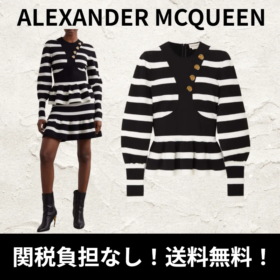 Alexander McQueen | Stripes Wool Long Sleeve V-neck & Crew neck - Elegant Style