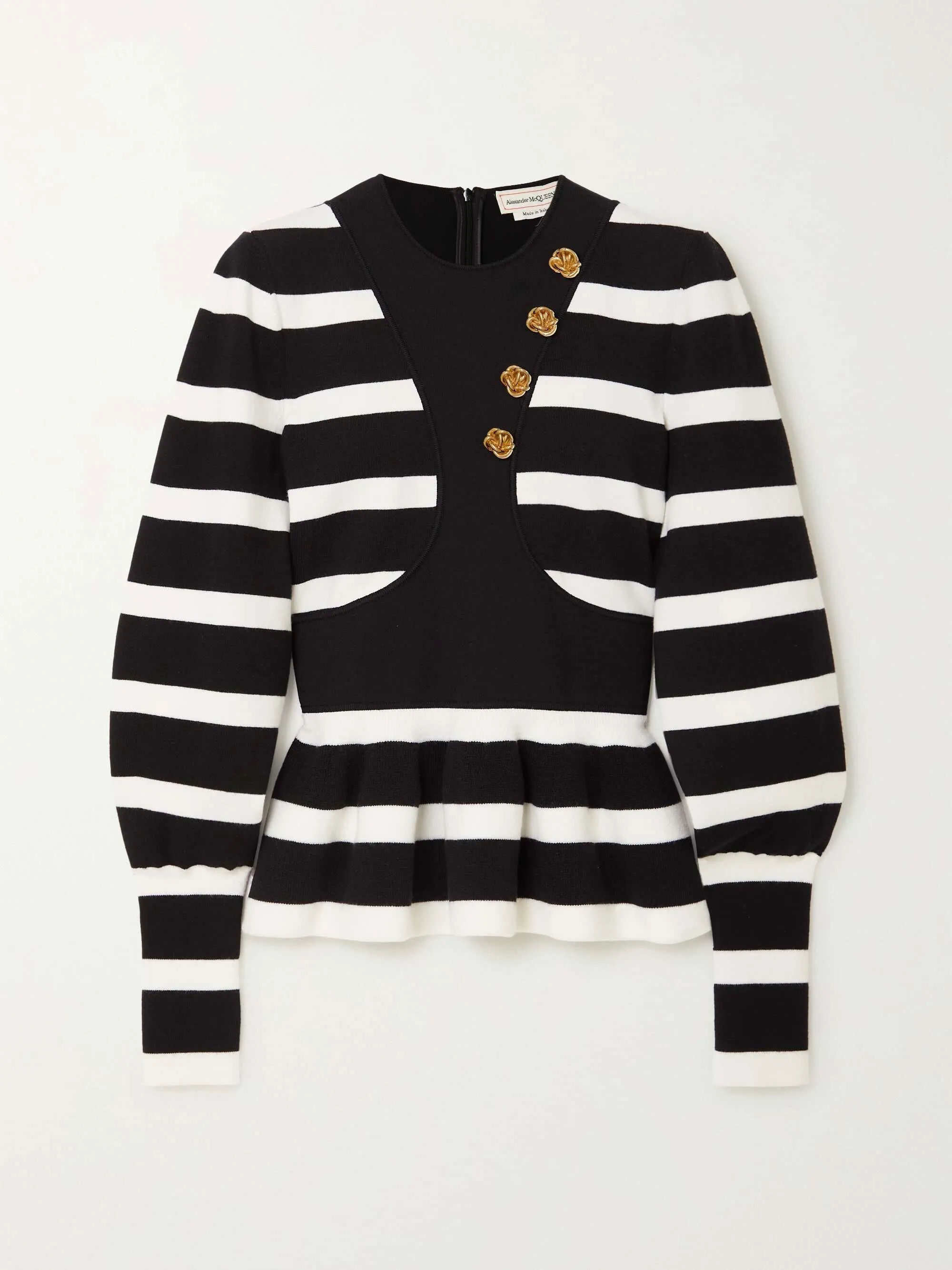 Alexander McQueen | Stripes Wool Long Sleeve V-neck & Crew neck - Elegant Style