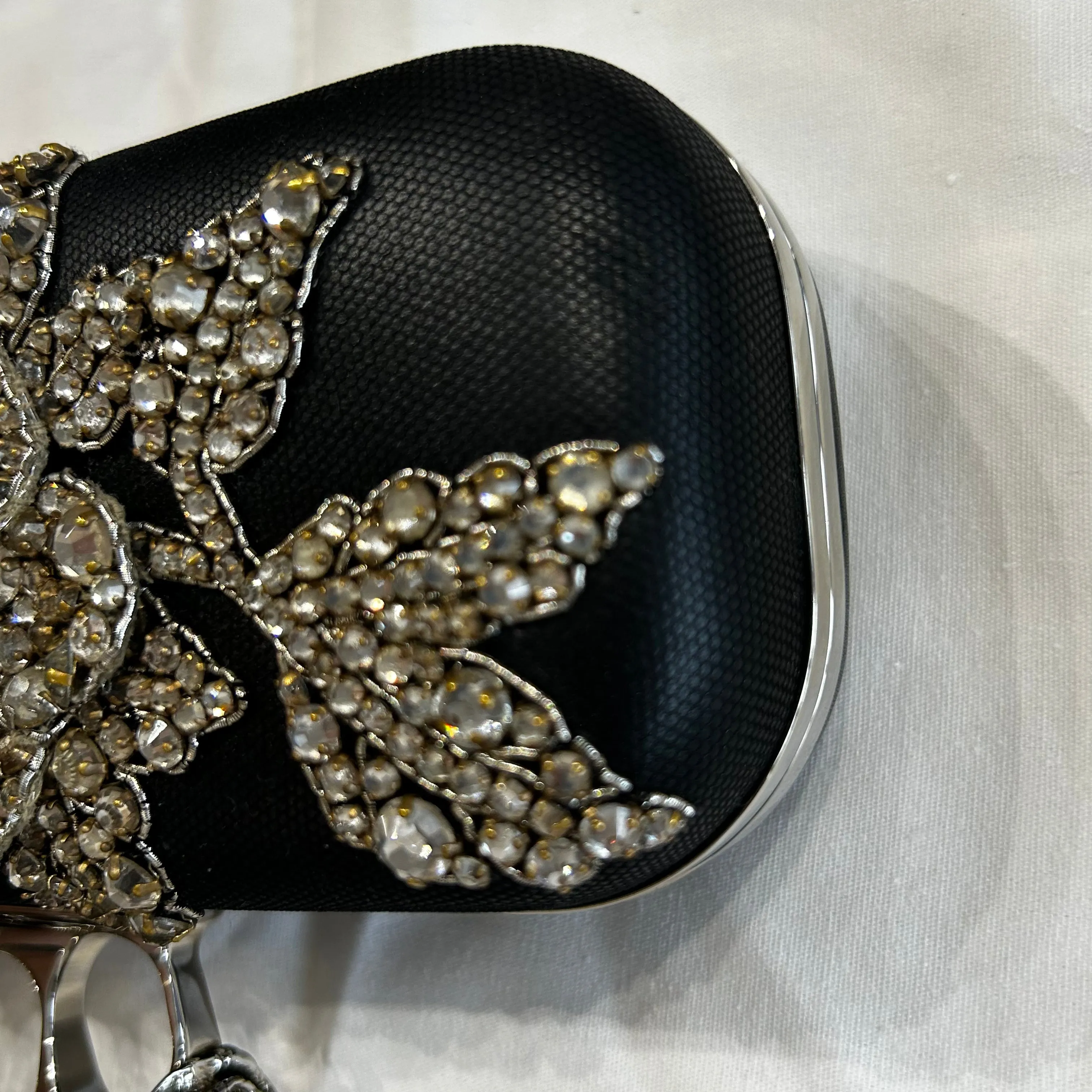 Alexander McQueen 5000 Black Victorian Floral Knuckle Clutch Bag