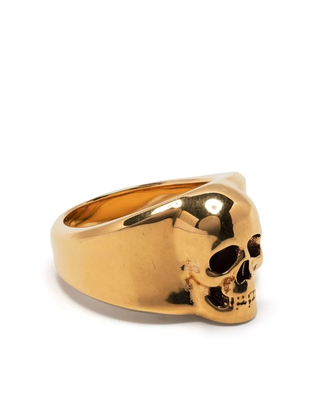 ALEXANDER MCQUEEN Antiqued Gold Skull Seal Ring