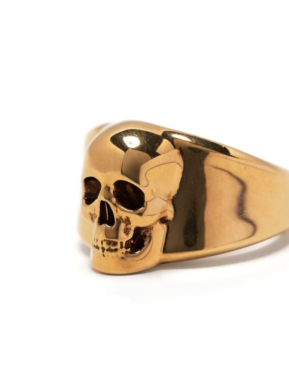 ALEXANDER MCQUEEN Antiqued Gold Skull Seal Ring