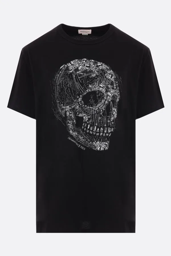 Alexander McQueen Crew Neck Pullovers - Skull Print, Short Sleeves, 100% Cotton