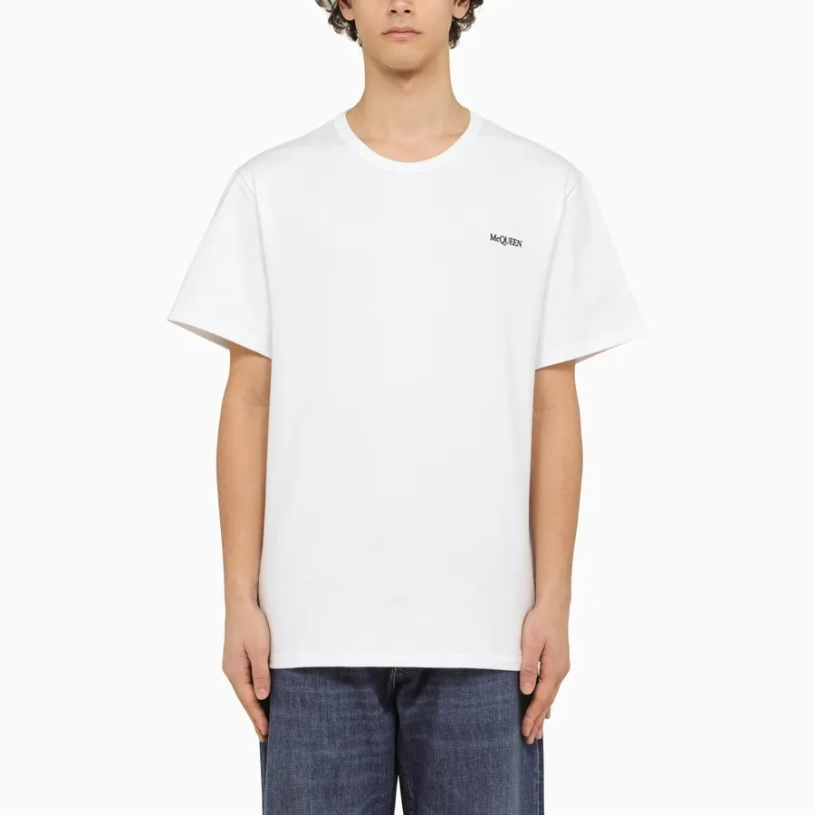 alexander mcqueen  |Crew Neck Street Style Plain Cotton Short Sleeves Logo