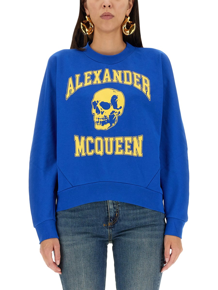 ALEXANDER McQUEEN      FELPA VARSIITY SKULL IN COTONE