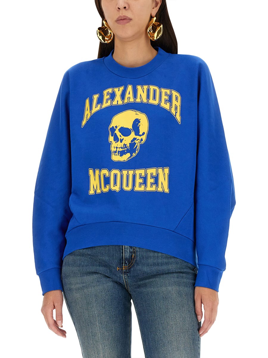 ALEXANDER McQUEEN      FELPA VARSIITY SKULL IN COTONE