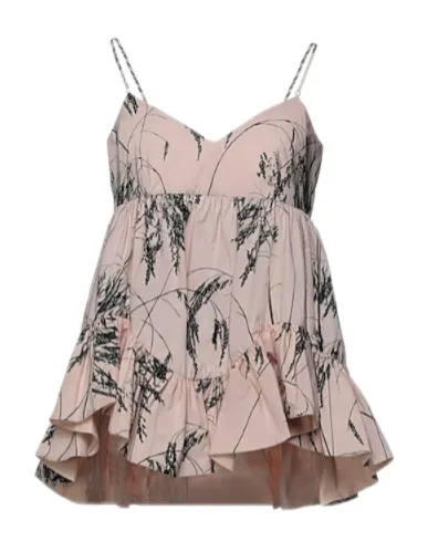 Alexander McQueen Floral Print Sleeveless Cotton Tanks & Camisoles