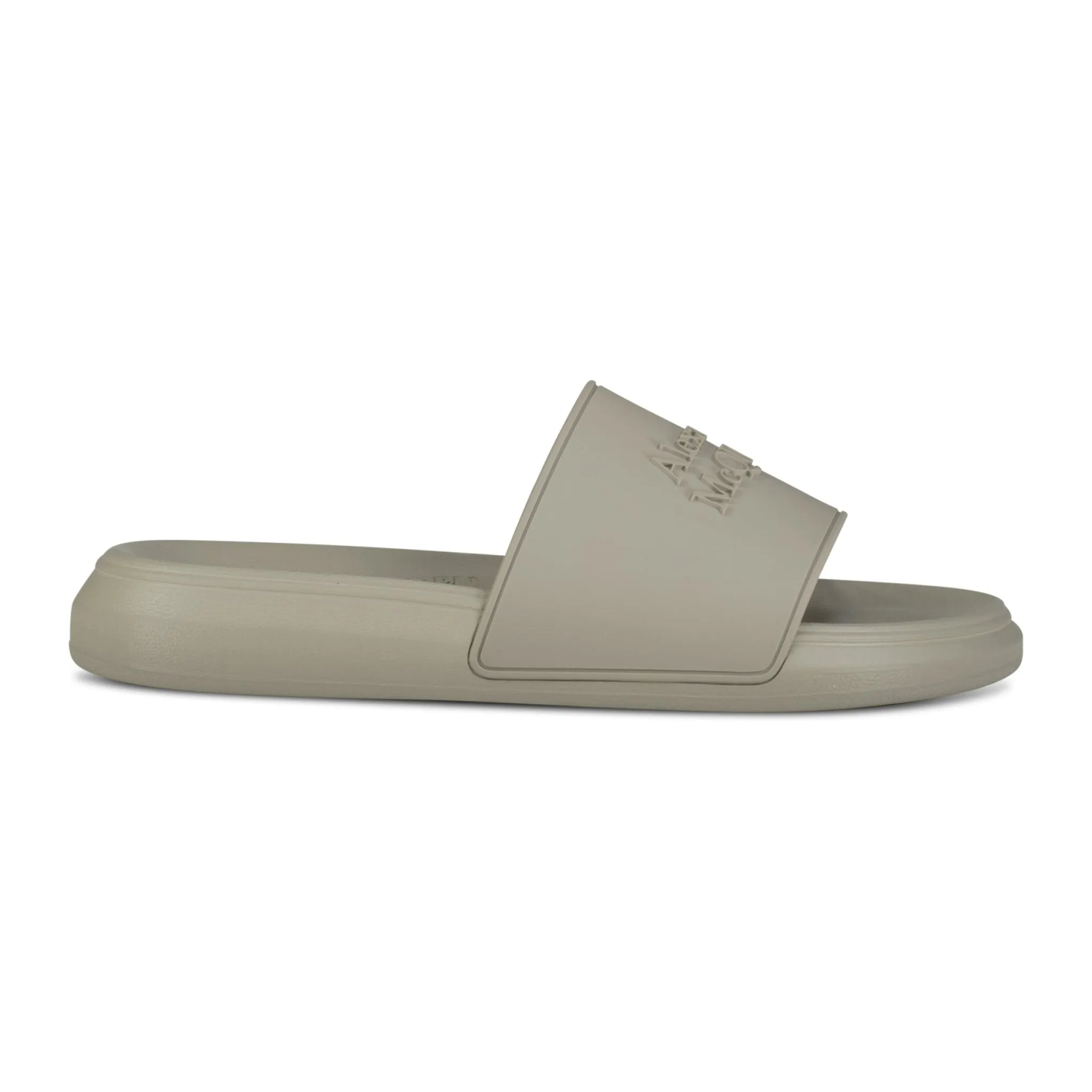 ALEXANDER MCQUEEN Grey Rubber Slides with Logo Print