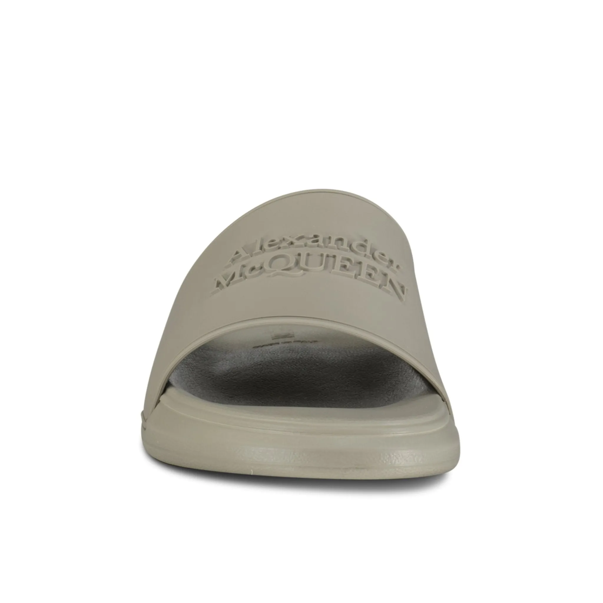 ALEXANDER MCQUEEN Grey Rubber Slides with Logo Print