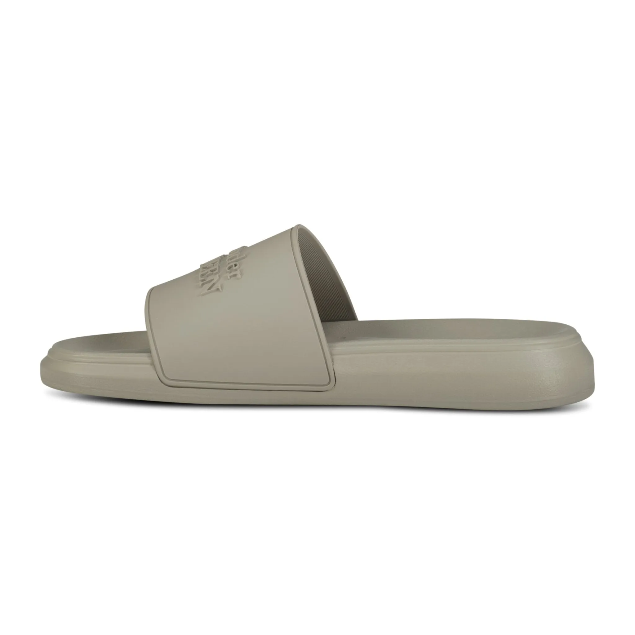 ALEXANDER MCQUEEN Grey Rubber Slides with Logo Print