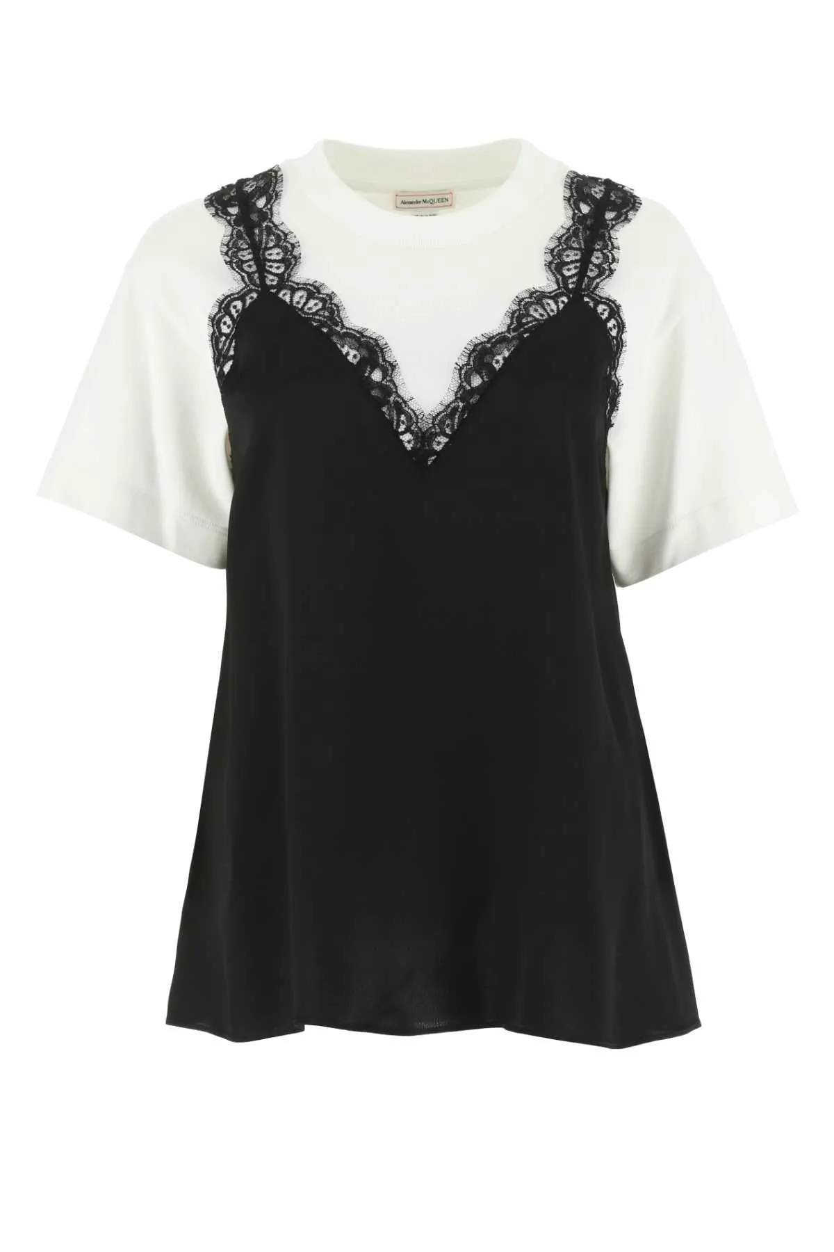 Alexander McQueen Layered Lace-Trimmed Crewneck T-Shirt