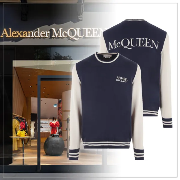 Alexander McQueen Long Sleeve Cotton Logo Sweaters.