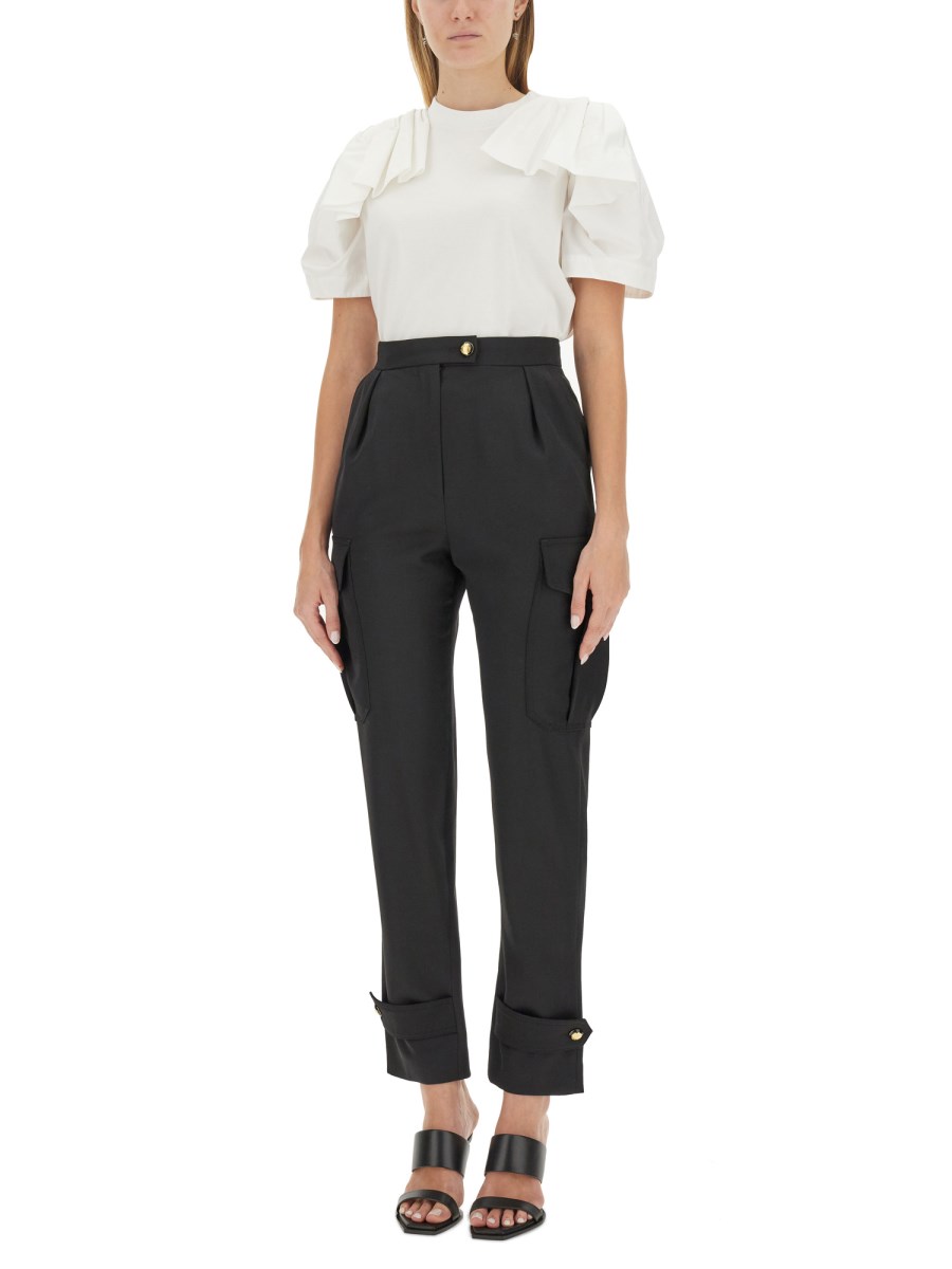 ALEXANDER McQUEEN      PANTALONE MILITARE IN GRAIN DE POUDRE