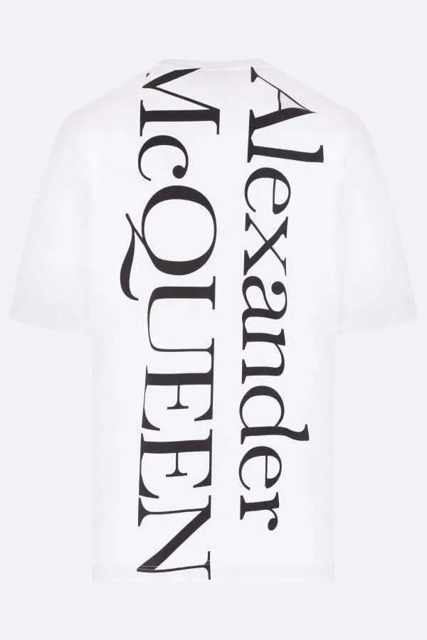 Alexander McQueen short sleeve cotton crew neck pullovers with plain design and logo.