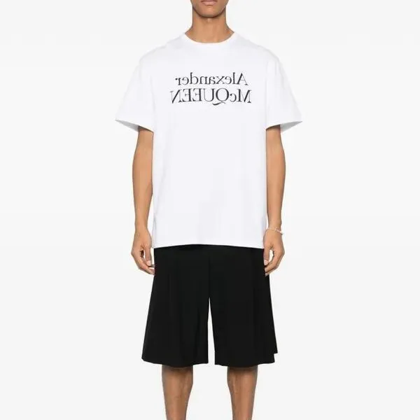 alexander mcqueen  |Unisex Street Style U-Neck Plain Cotton Short Sleeves Logo