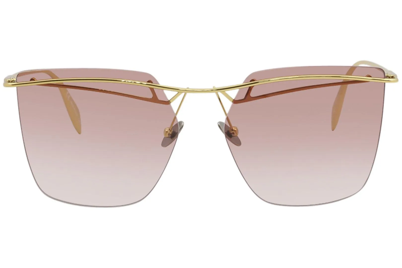 Alexander McQueen Women's Edge AM0144S AM/0144/S Gold Square Sunglasses 59mm