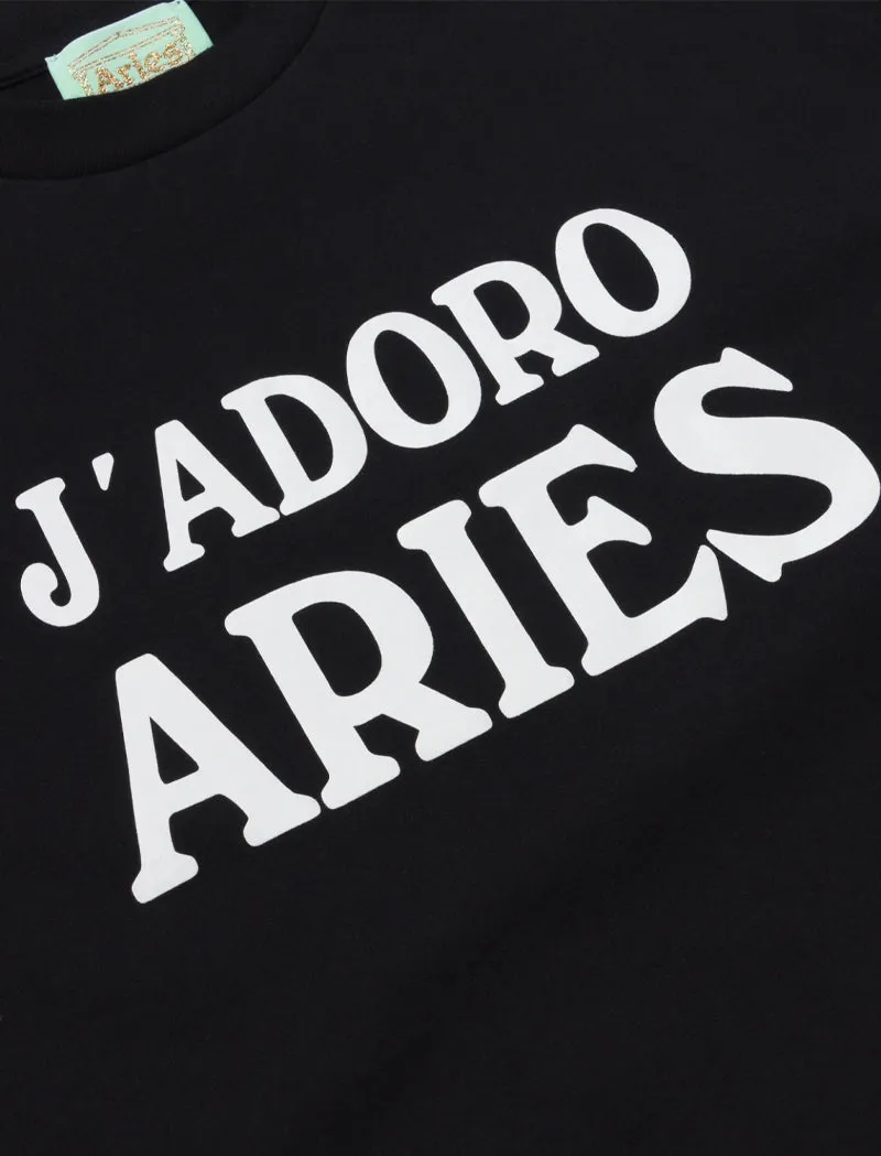 Aries Women's J'Adoro Aries Short Sleeve Tee in Baby Black