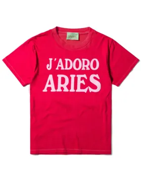 Aries Women's J'Adoro Aries Short Sleeve Tee in Baby Red