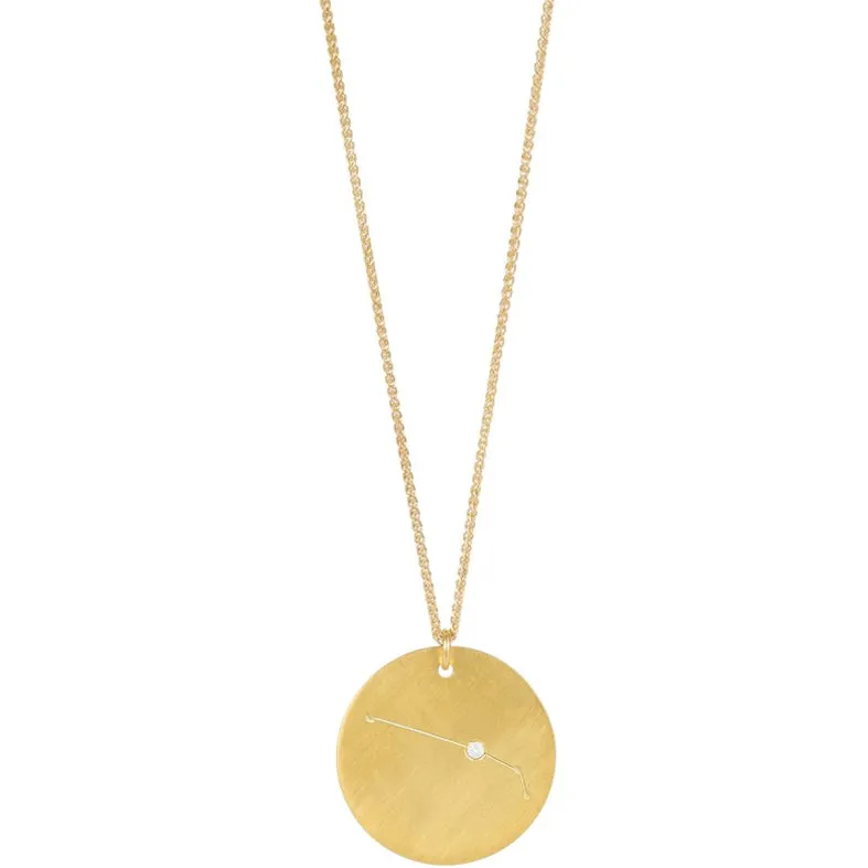 Aries Zodiac Necklace, Gold