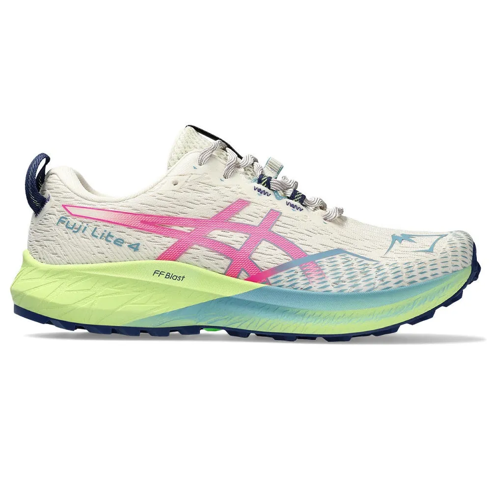 Asics Fuji Lite 4 - Zapatillas Blancas, Verdes y Rosas.