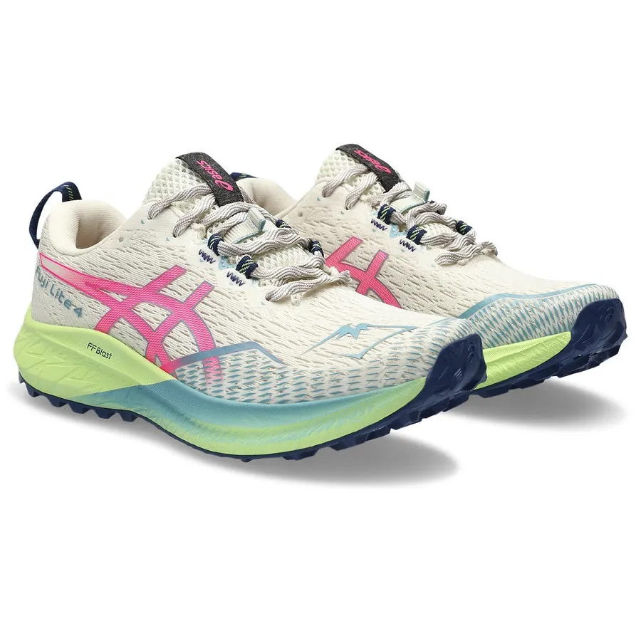 Asics Fuji Lite 4 - Zapatillas Blancas, Verdes y Rosas.