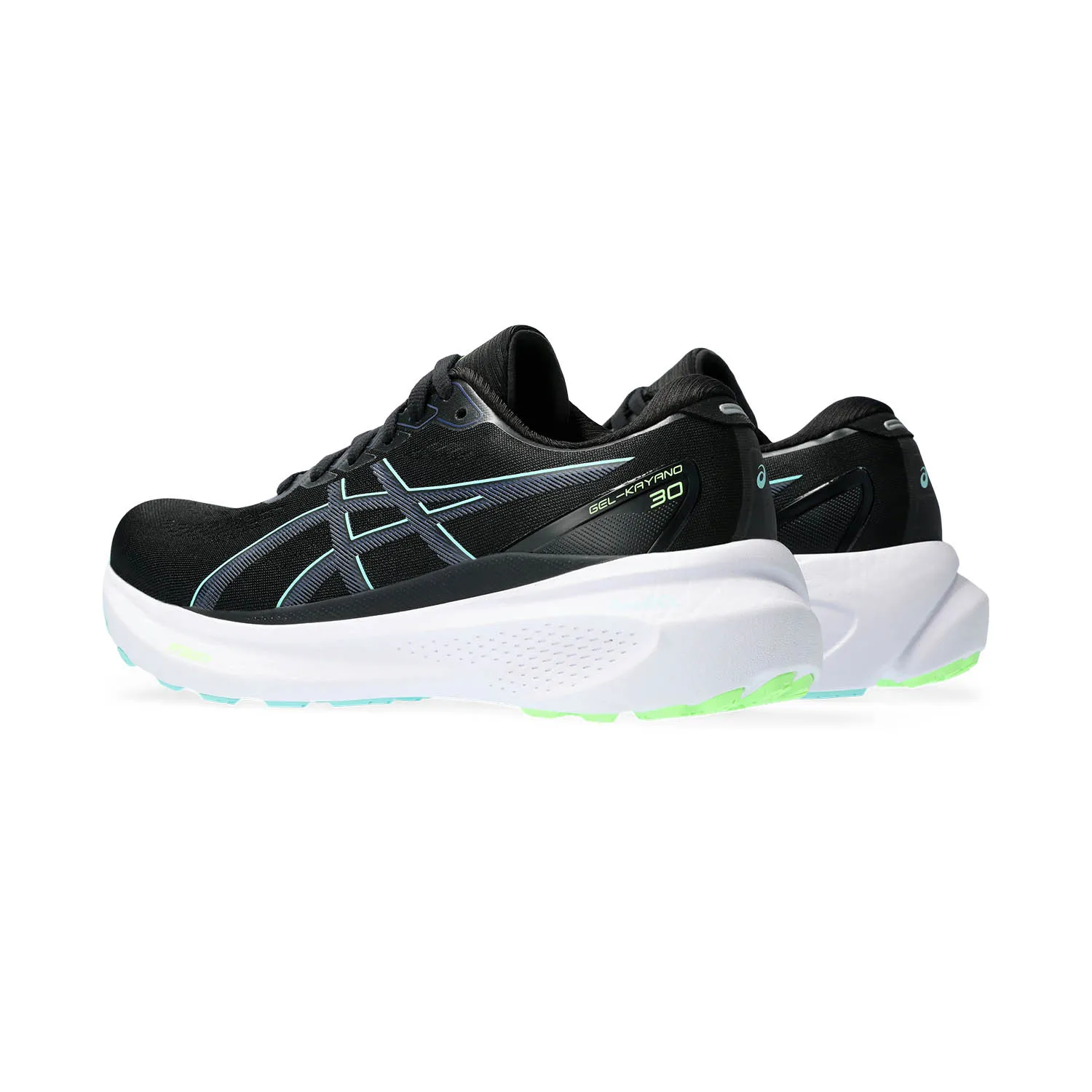 Asics Gel Kayano 30 Black Thunder Blue shoes.