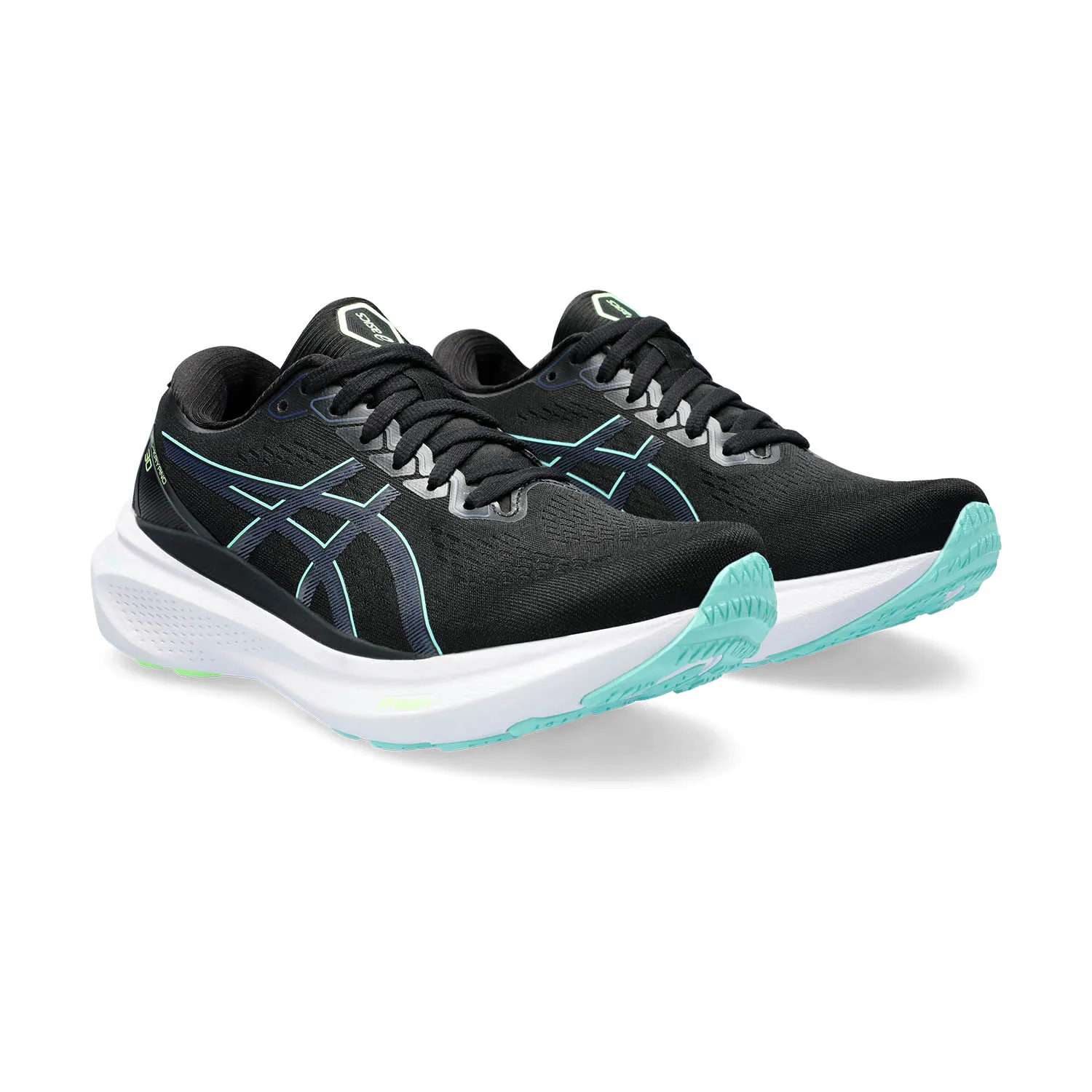 Asics Gel Kayano 30 Black Thunder Blue shoes.