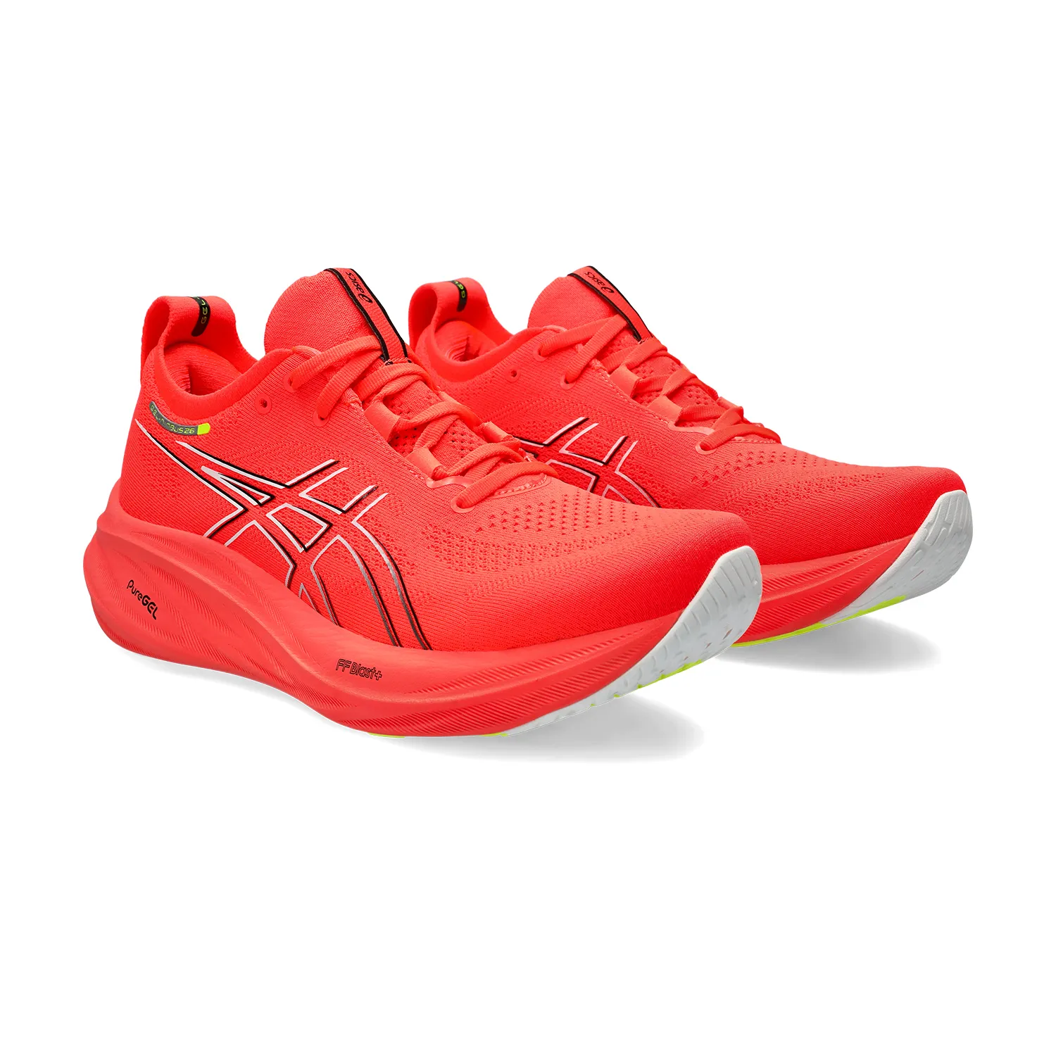 Asics Gel Nimbus 26 Sunrise Red Black sneakers