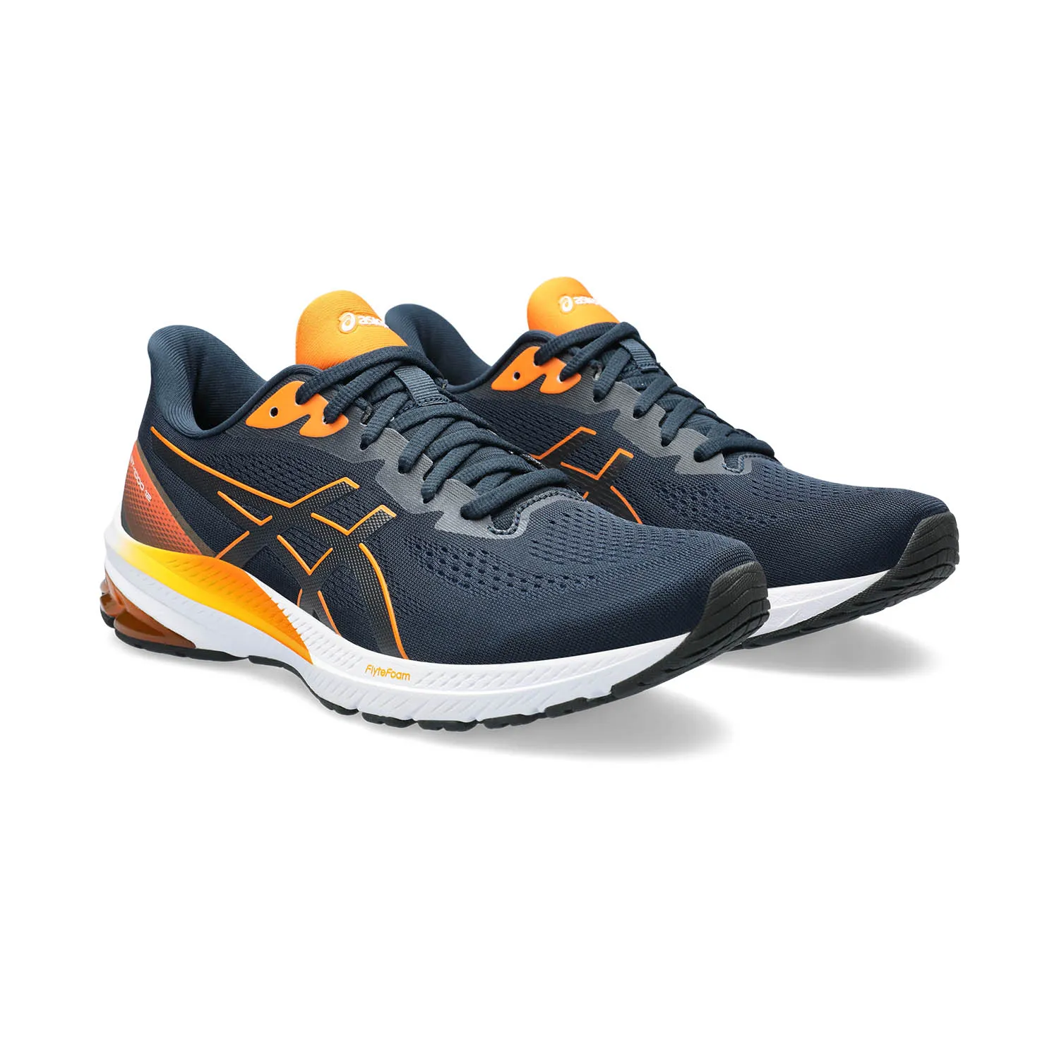 Asics GT 1000 12 French Blue Bright Orange running shoes.