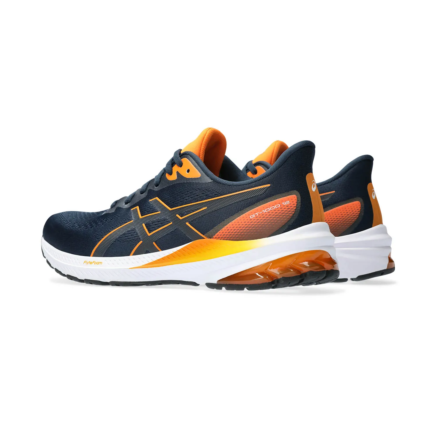 Asics GT 1000 12 French Blue Bright Orange running shoes.