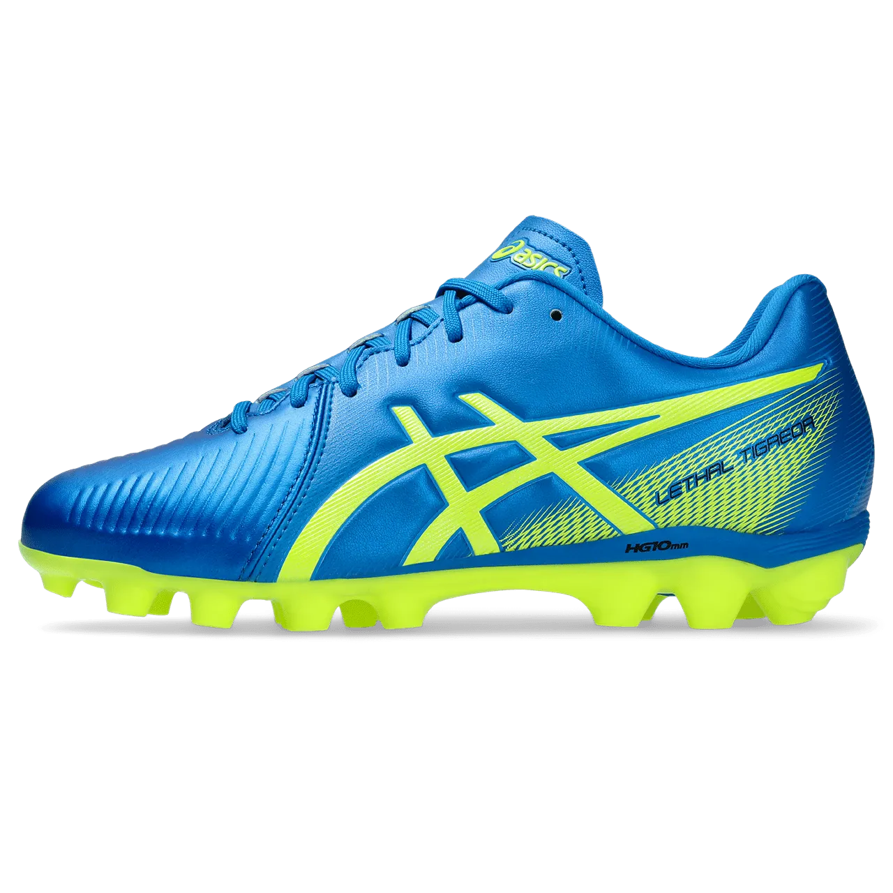 ASICS Junior Football Boot BLUE/SAFETY YELLOW Lethal Tigreor IT 3 FG