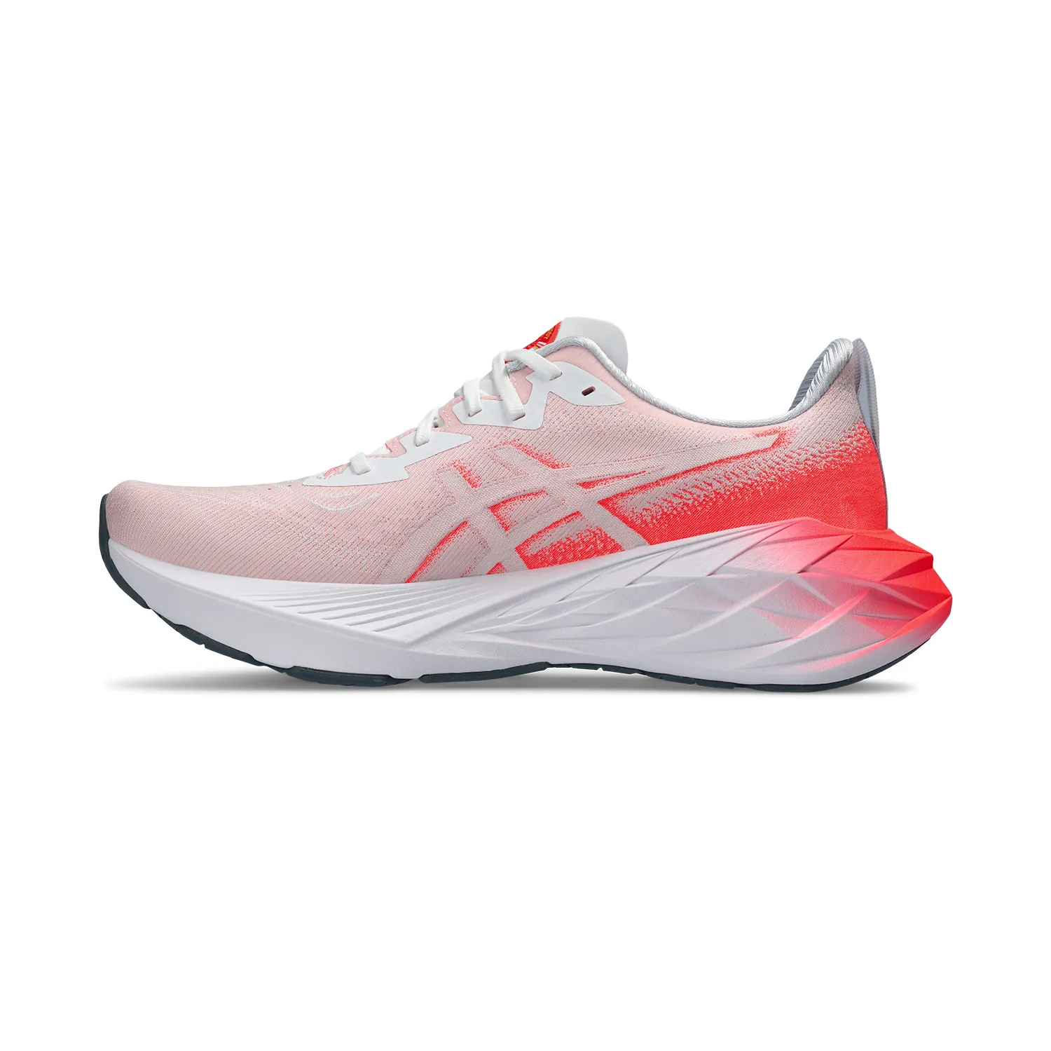 Asics Novablast 4 White Sunrise Red sneakers.