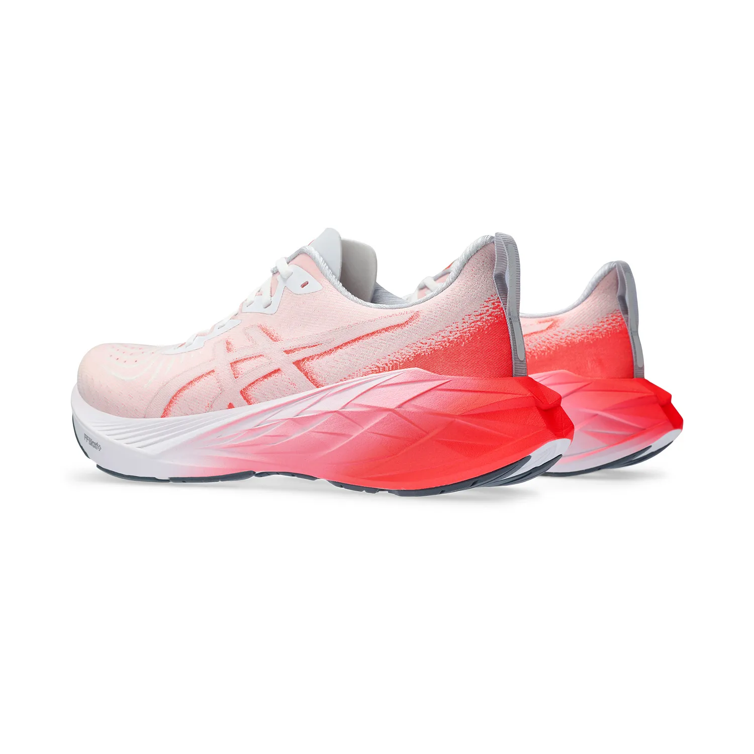 Asics Novablast 4 White Sunrise Red sneakers.