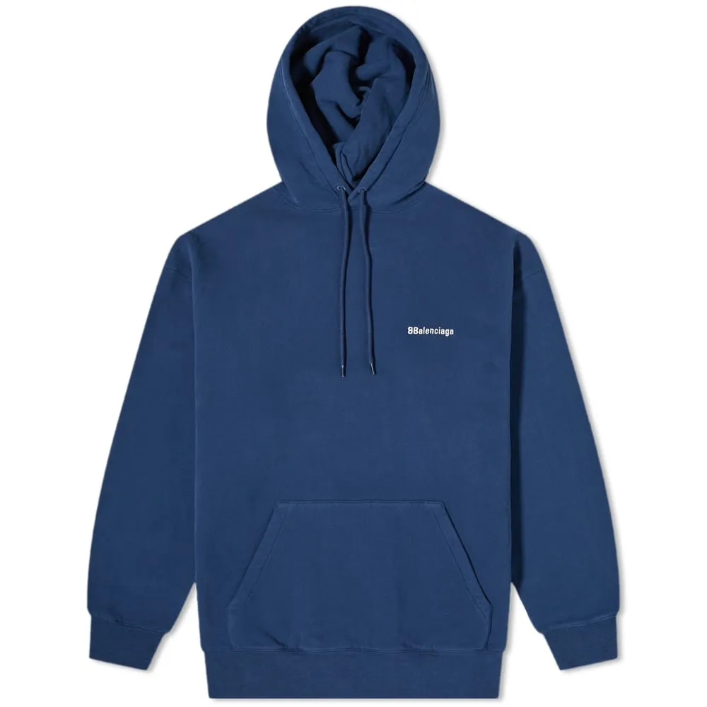 Balenciaga Corporate Logo Popover HoodyNautical & White