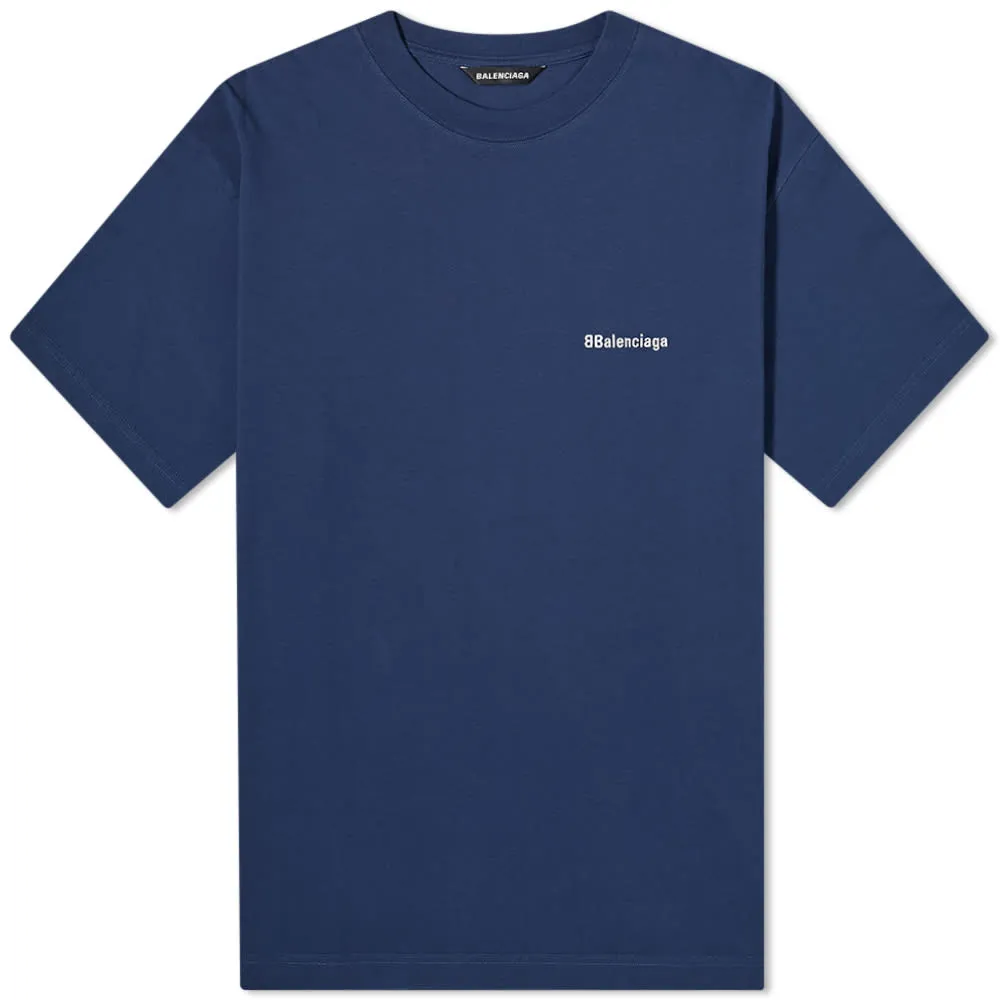 Balenciaga Corporate Logo TeeNautical & White